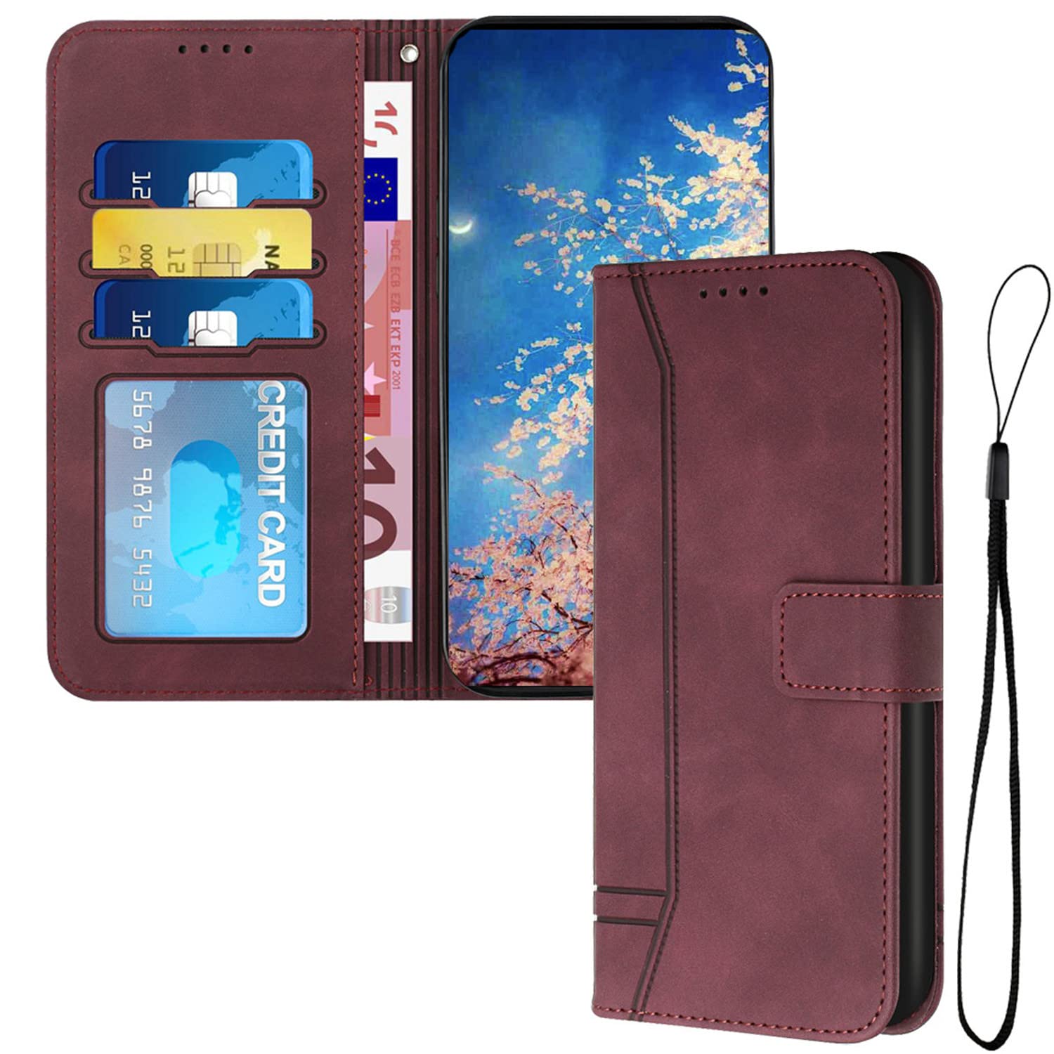 Ledertasche Für Honor 50 5G – Flip Case Mit Magnetverschluss, Kartenfächern & Standfunktion (Braun)