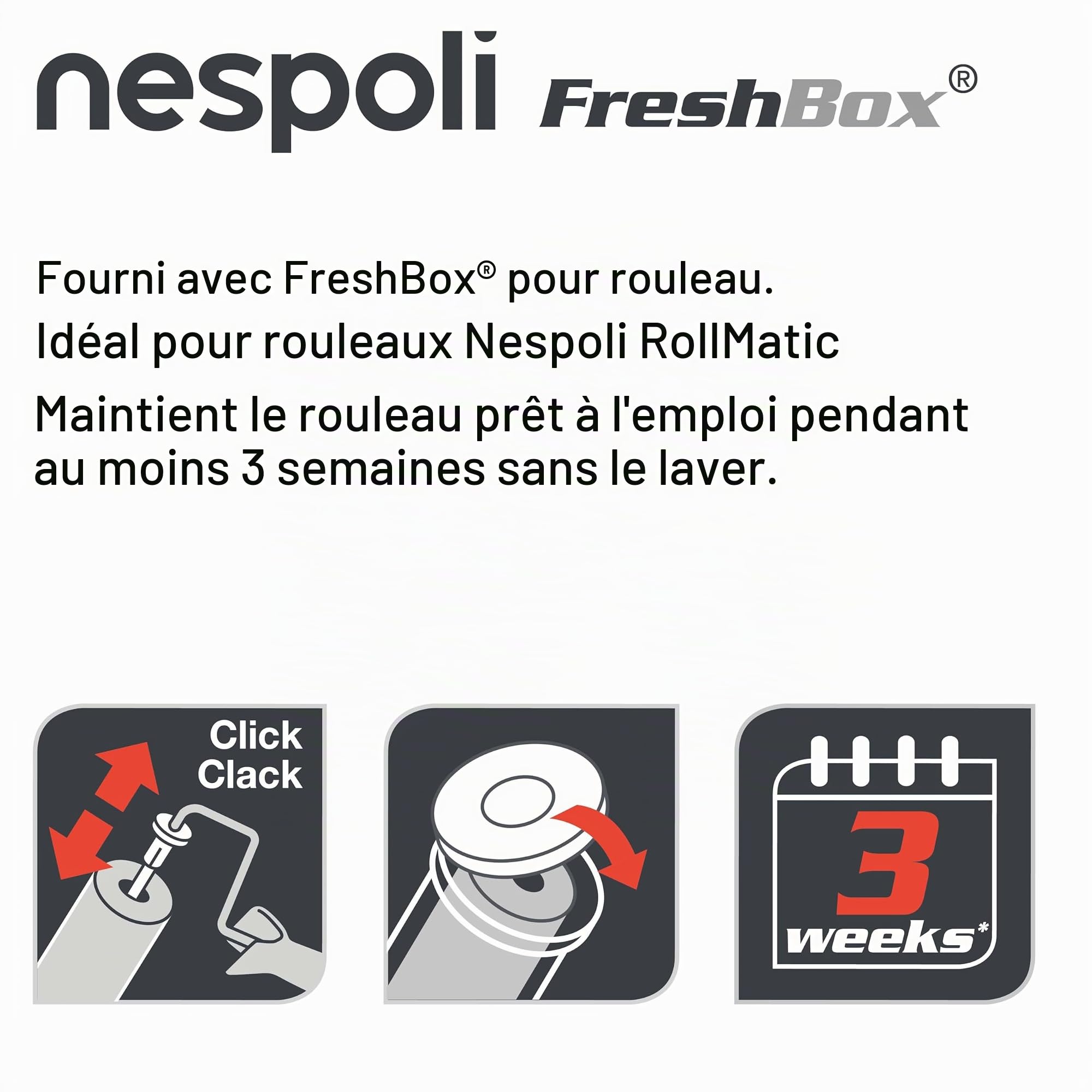Nespoli NonStopMatic Système de Rouleau de Peinture 21 cm avec réservoir de Peinture intégré et mécanisme de déverrouillage Automatique Blanc/Gris
