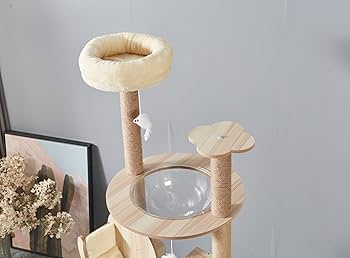 Amazon | Yilucess 猫タワー キャットタワー 360°透明宇宙船 猫 爪とぎ
