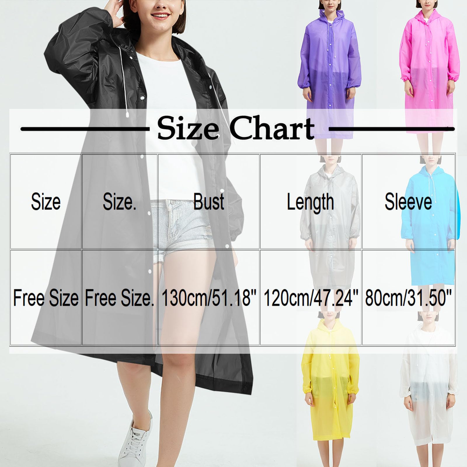 SYDUZAX Veste Longue Femme Grande Taille Manteau Imperméable Femme Vestes à Capuche Manches Longues Veste de Pluie Pour Homme et Femmes Manteau Coupe-Vent de Imperméables Surdimensionné