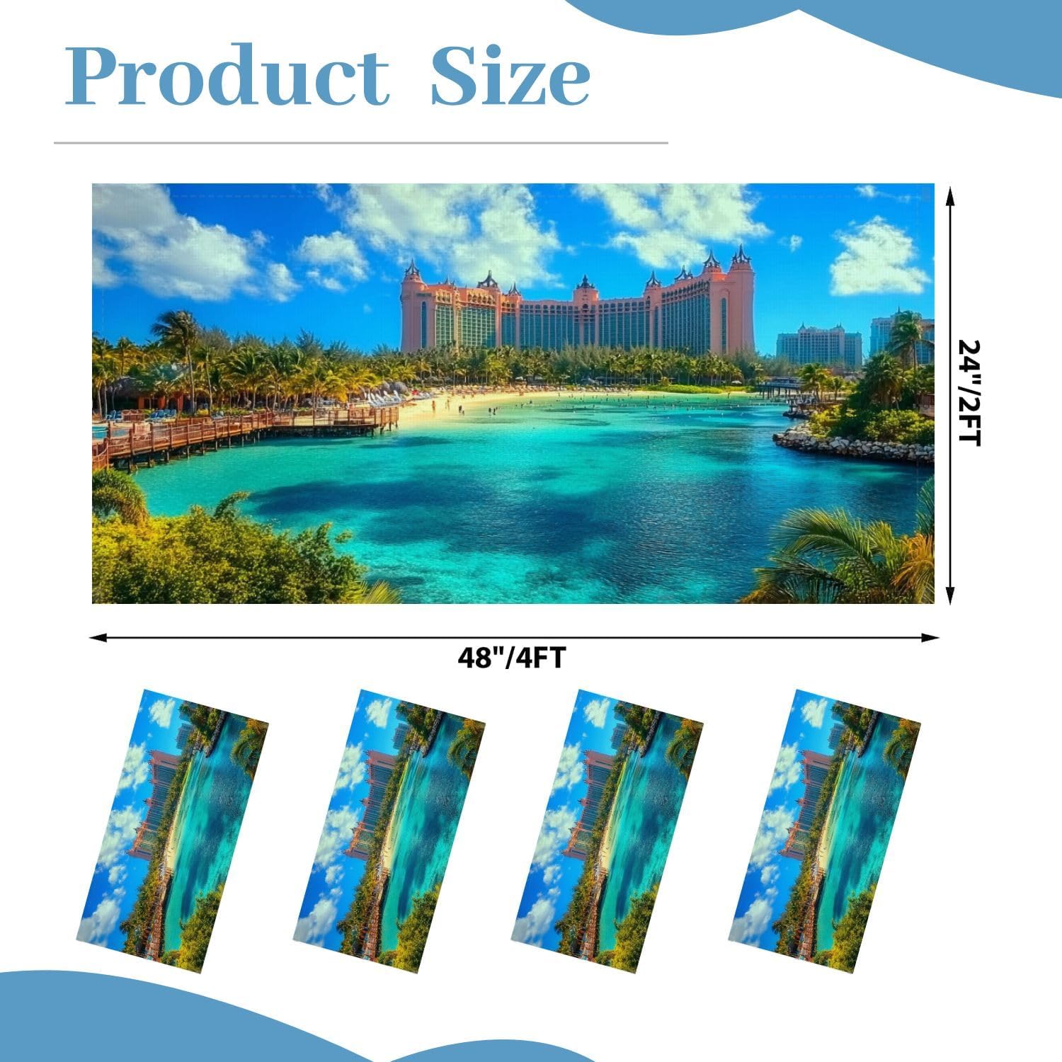 Fluorescent Light Covers for Ceiling Lights Scenic View Atlantis Hotel Paradise Island Easy to Install Magnetic Light Filter for Classroom Office Hospitals School Home Decor
