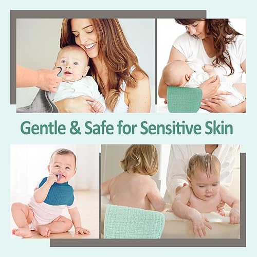 Miniatura 5 de Paños de muselina para eructos 100% algodón, paquete de 12. Paños para eructos suaves, suaves y absorbentes para bebés niñas y niños (color neutro,