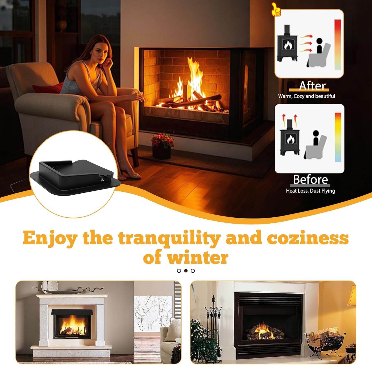 Anrain 13x13 Seal Tight Chimney Damper, Cast Aluminum Double Chimney Damper Kit for Wood Fueled Masonry Fireplaces, Rust Rain Snow Resistant Energy Efficient Flue Damper for Fire Pits