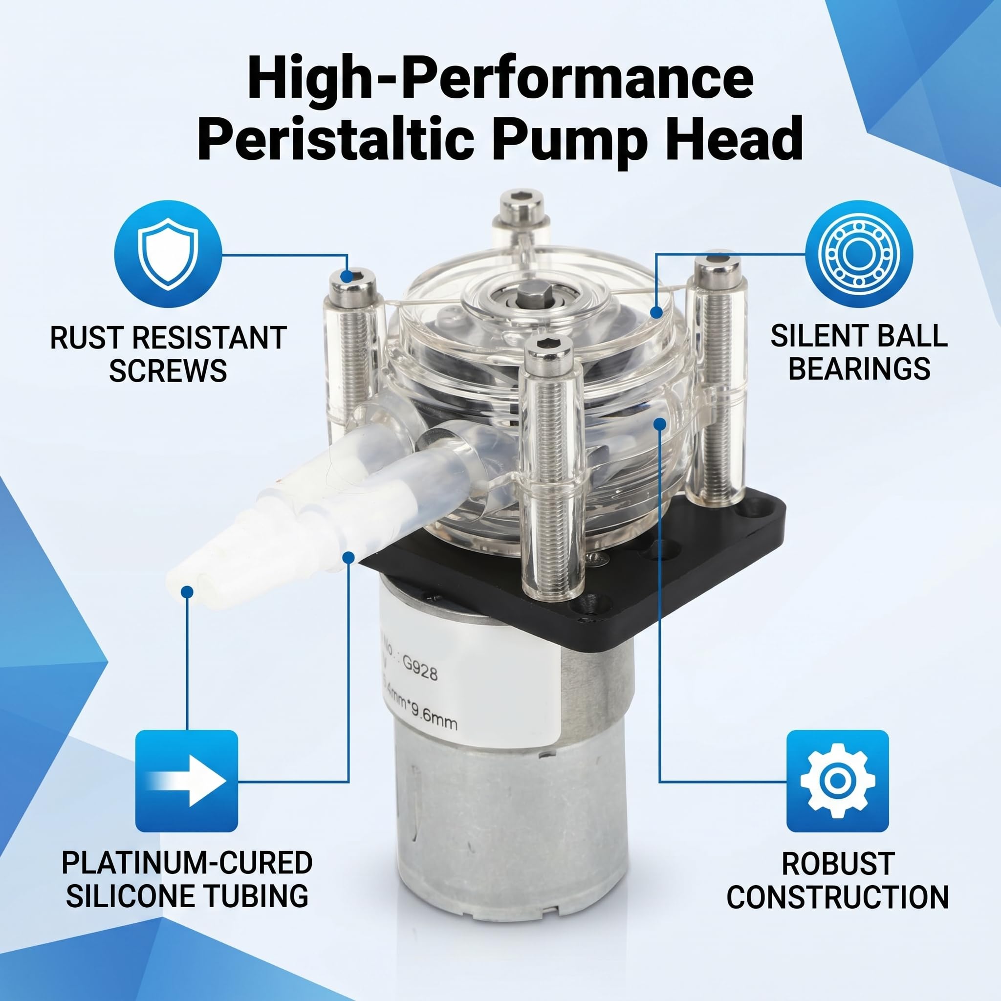 Bomba Peristáltica Dosificadora 24V 500ml/min para Laboratorio y Acuario con Rodamientos de Bolas y Ranura para Tarjeta