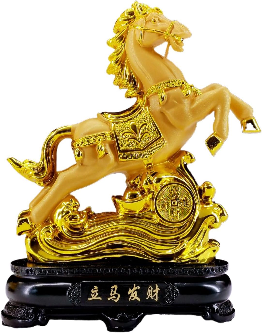 树脂沙金立马发财生肖马摆件 Feng Shui Figurine Home Office Decor Chinese Gifts 招财工艺礼品办公室桌摆设成功马 9350