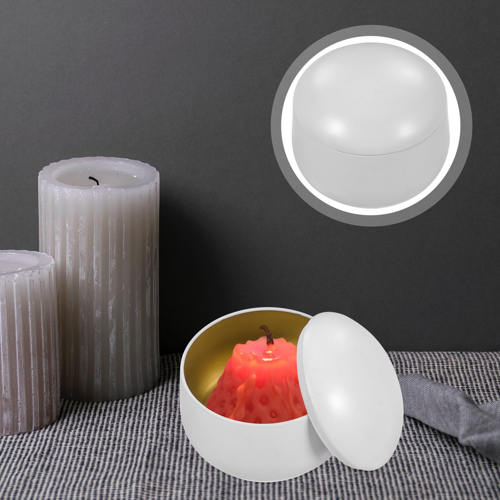 Healeved 12 Stück Quadratische Weiße Bauchleere Kerzendosen aus Weißblech 8oz mit Luftdichtem Deckel für Selbstgemacht Duftkerzenherstellung und Aromatherapie