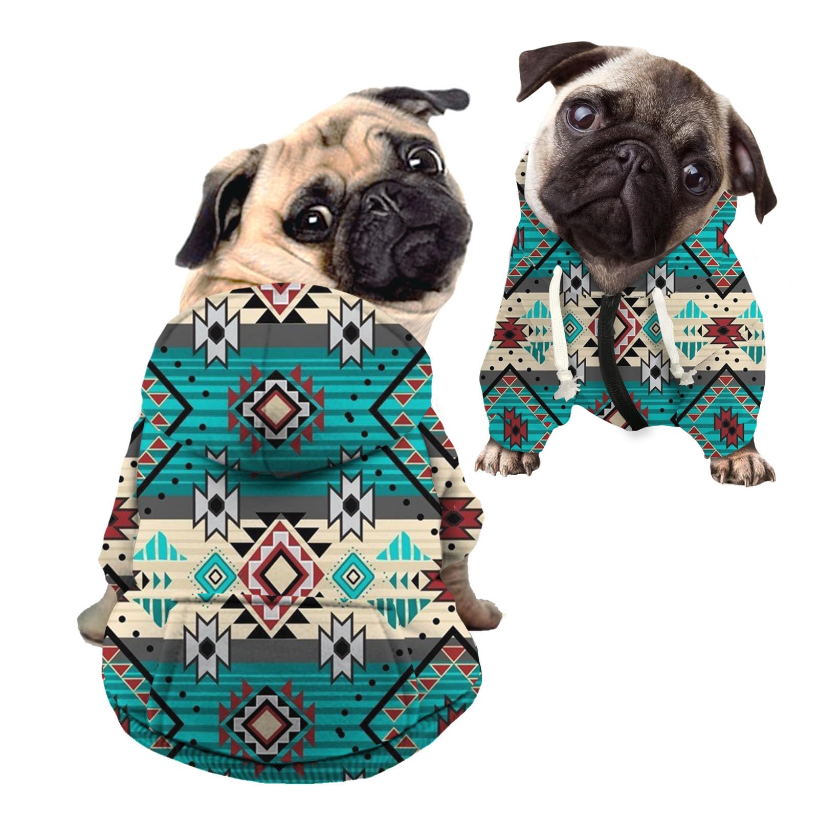 Kuiaobaty Aztec Tribal Print Puppy Dog Hoodie Doggy Shirt Clothes Outfits, Boho Ethnic Breathable Pets Jumper Chihuahua Dog Sweaters — image 1
