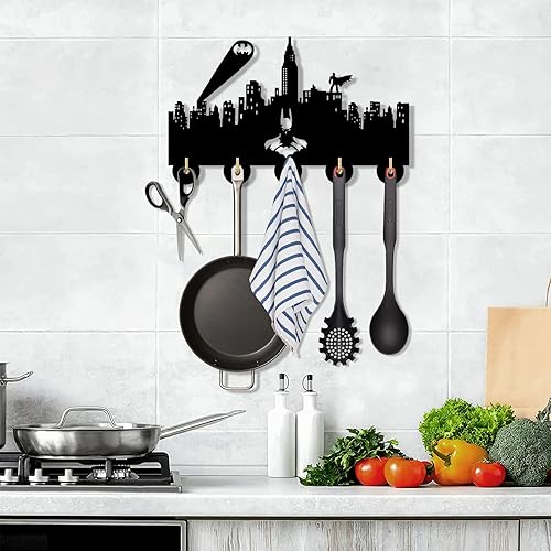 Miniatura 4 de Soporte para llaves de Batman, colgador de llaves, gancho de pared para abrigo, gancho de pared de madera para sombrero, perchas resistentes sin