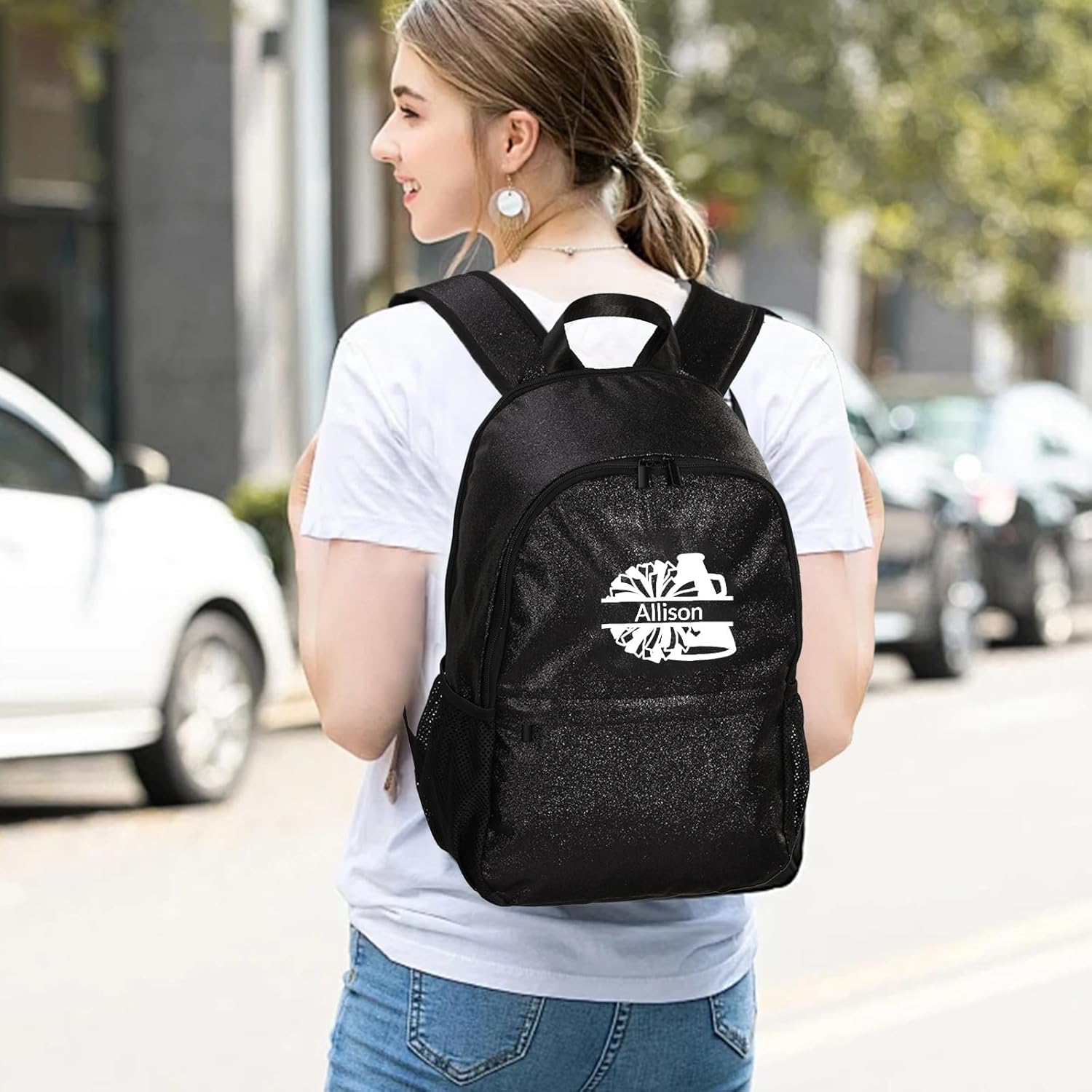 Custom Cheer Bag with Embroidery - Personalized Name Cheerleading Glitter Backpack Sparkle Cheerleader Bags for Cheer Team Gift - Image 2