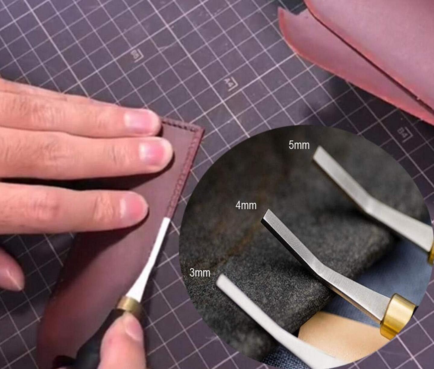 ZHONGJIUYUAN Leathercraft File Buffer Tools,Leather Burnishing Tool,3 Size: 3mm/4mm/5mm