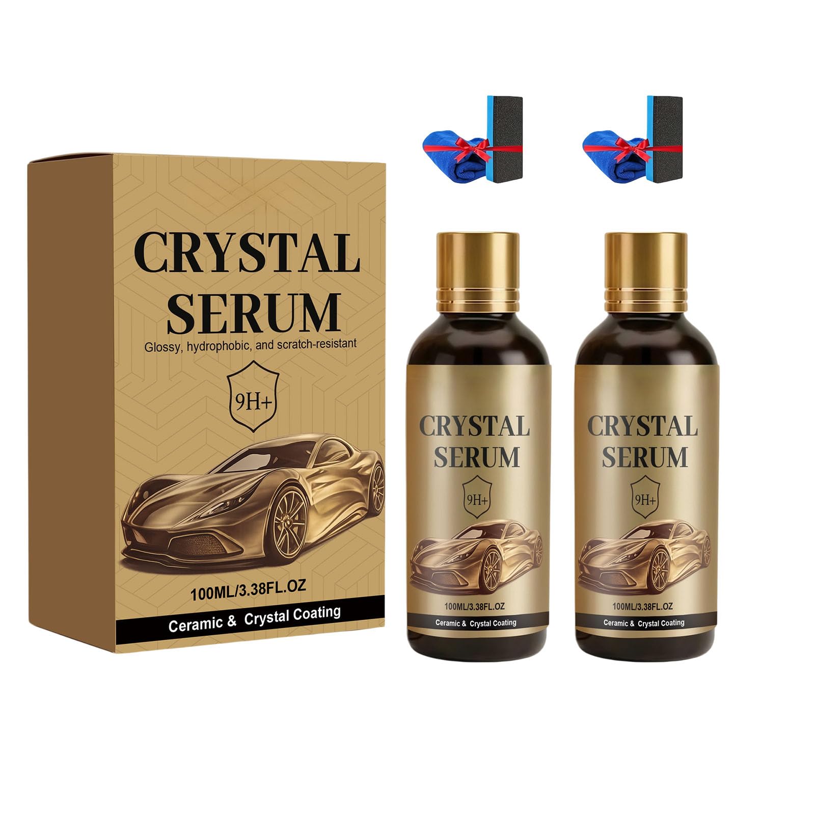 zoocco PTZ Crystal Serum, Advanced Graphene Ceramic Coating for Cars, 9H Hardness High Gloss Auto Detailing DIY Coating (2 PCS)