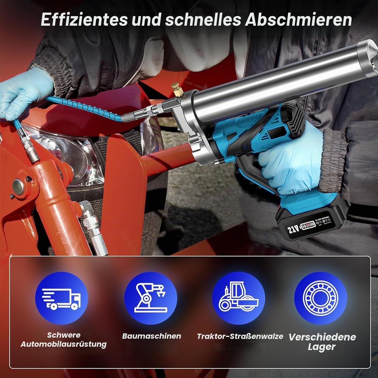 Akku Fettpresse für Makita 18V MAX Akku – 10000 PSI elektrische Fettpresse mit 18 Zoll langem Hochdruckschlauch (ohne Akku)
