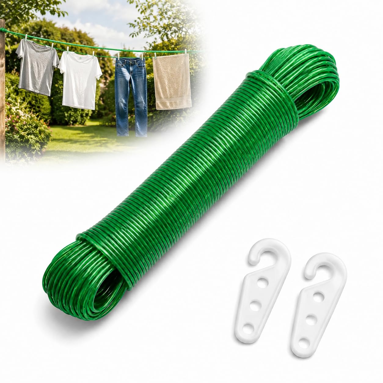 50m/164ft Heavy Duty Washing Line Rope Full Steel Core Outdoor Clothes Line