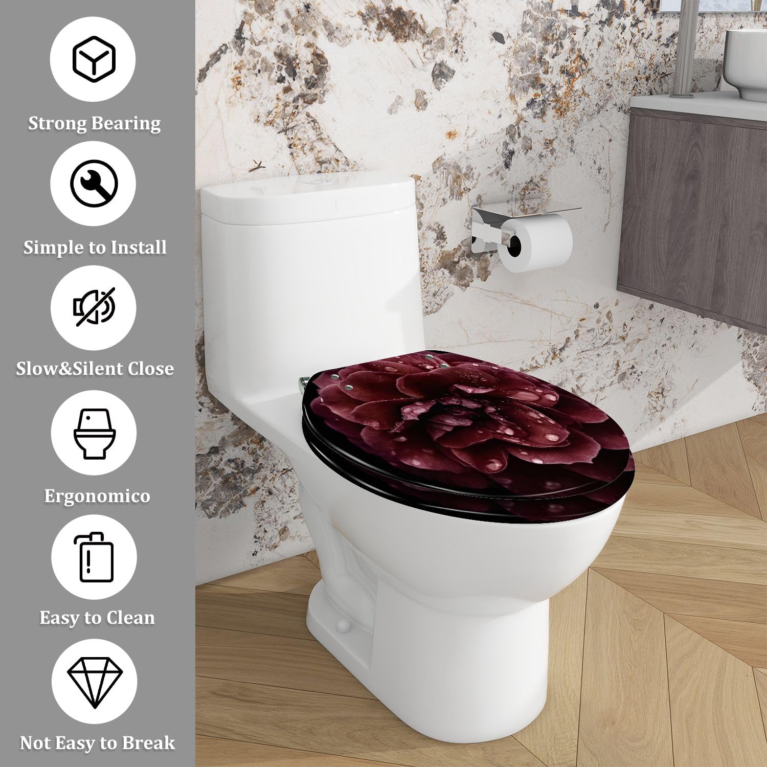 Asiento de inodoro alargado genérico para baño