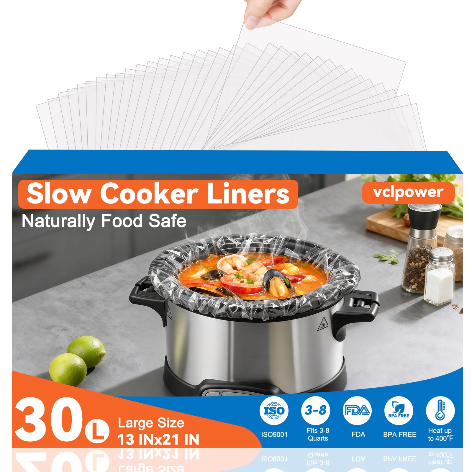 Slow Cooker Liners 13 x21 Large Size Disposable Cooking Bags BPA-Free Pot Liners Fit 3 8 Quart slow