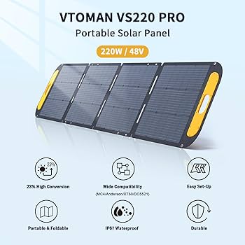 【最終値下】VTOMAN 折りたたみ式ソーラーパネル 220W Amazon | VTOMAN VS220 Pro ポータブルソーラーパネル 220W 48V - 23