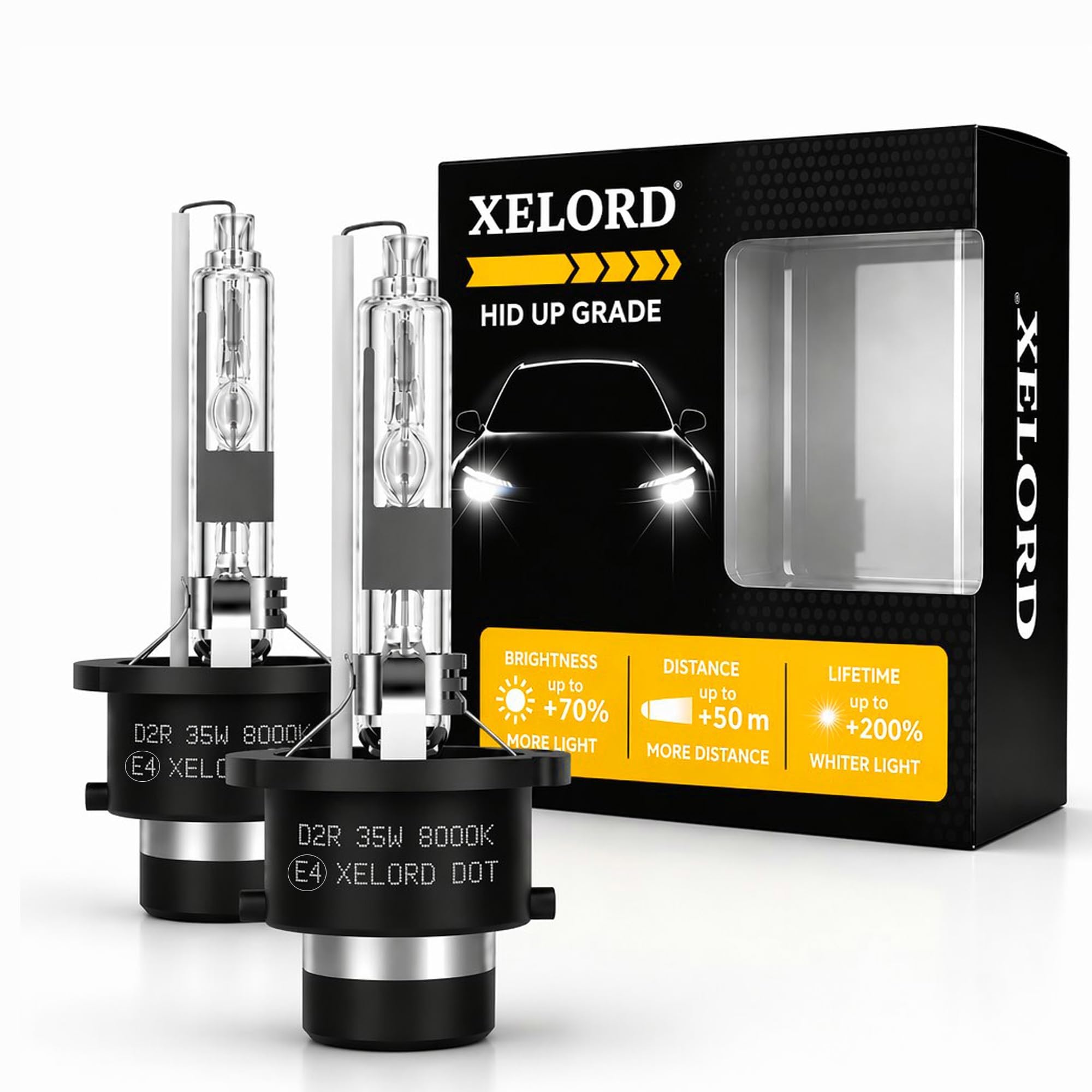 Amazon | XELORD 車用ヘッドライト D2R HID バルブ 青白い光 8000K