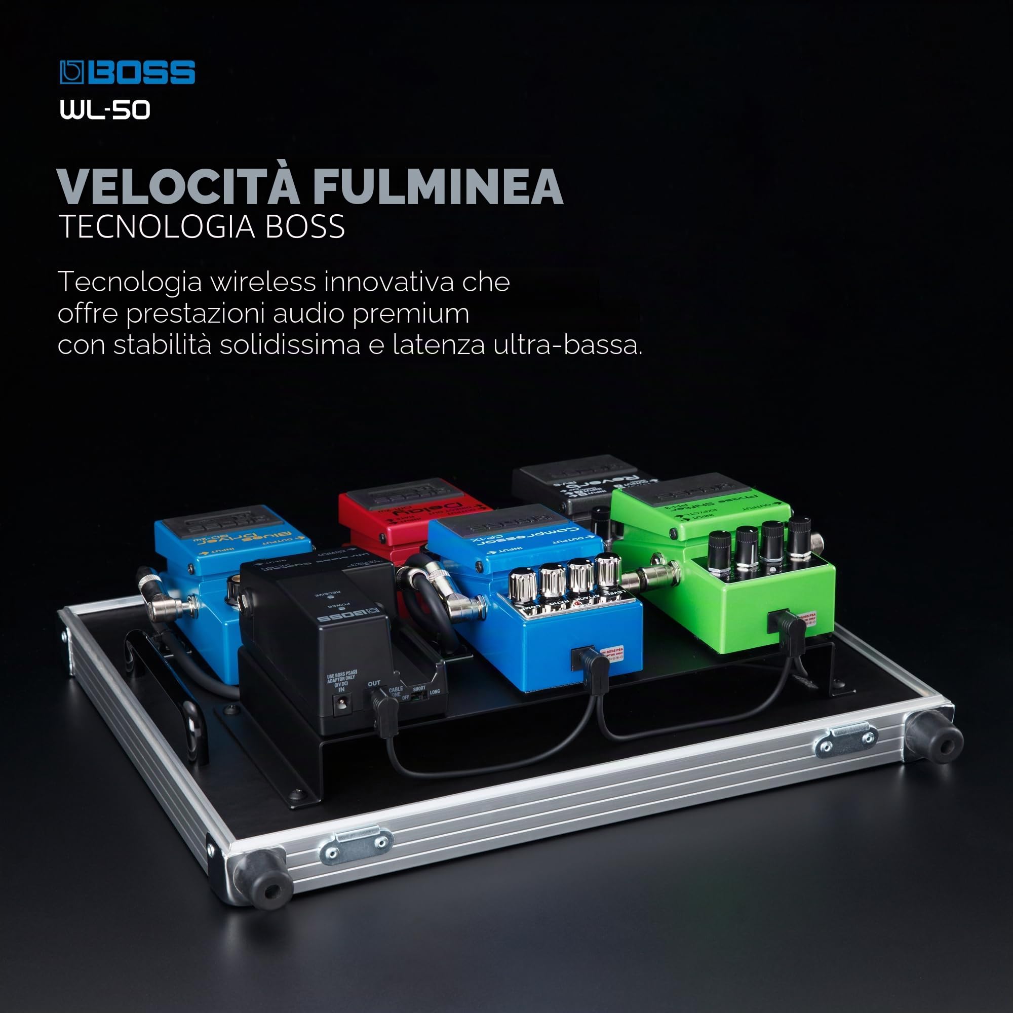 BOSS WL-50 Cavo virtuale wireless per pedaliere | Sistema wireless plug-&-play in formato pedale | Per la chitarra, il basso e altri strumenti elettronici | Simulazione del suono del cavo integrata
