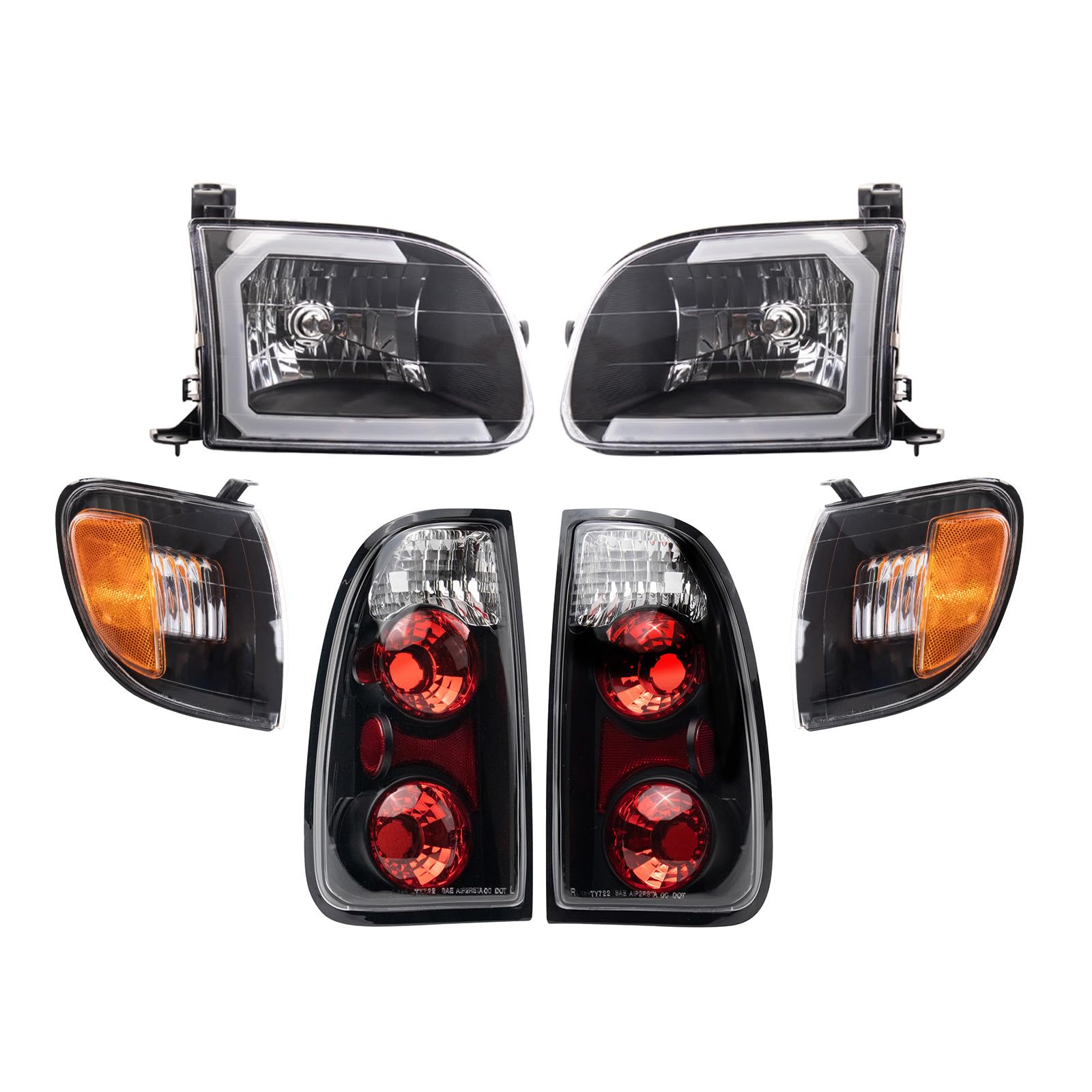 Amazon.com: TRQ 4 Piece Driver & Passenger Side Headlight Tail