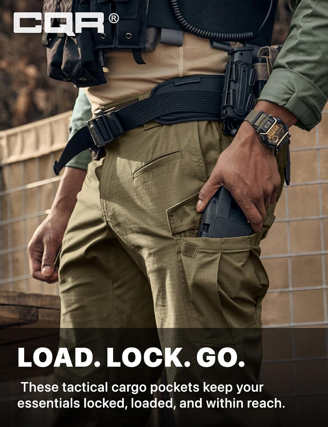 CQR Men's Flex Ripstop Tactical Pants, Water Resistant Stretch Cargo Pants, Lightweight EDC Hiking Work Pants - Image 6