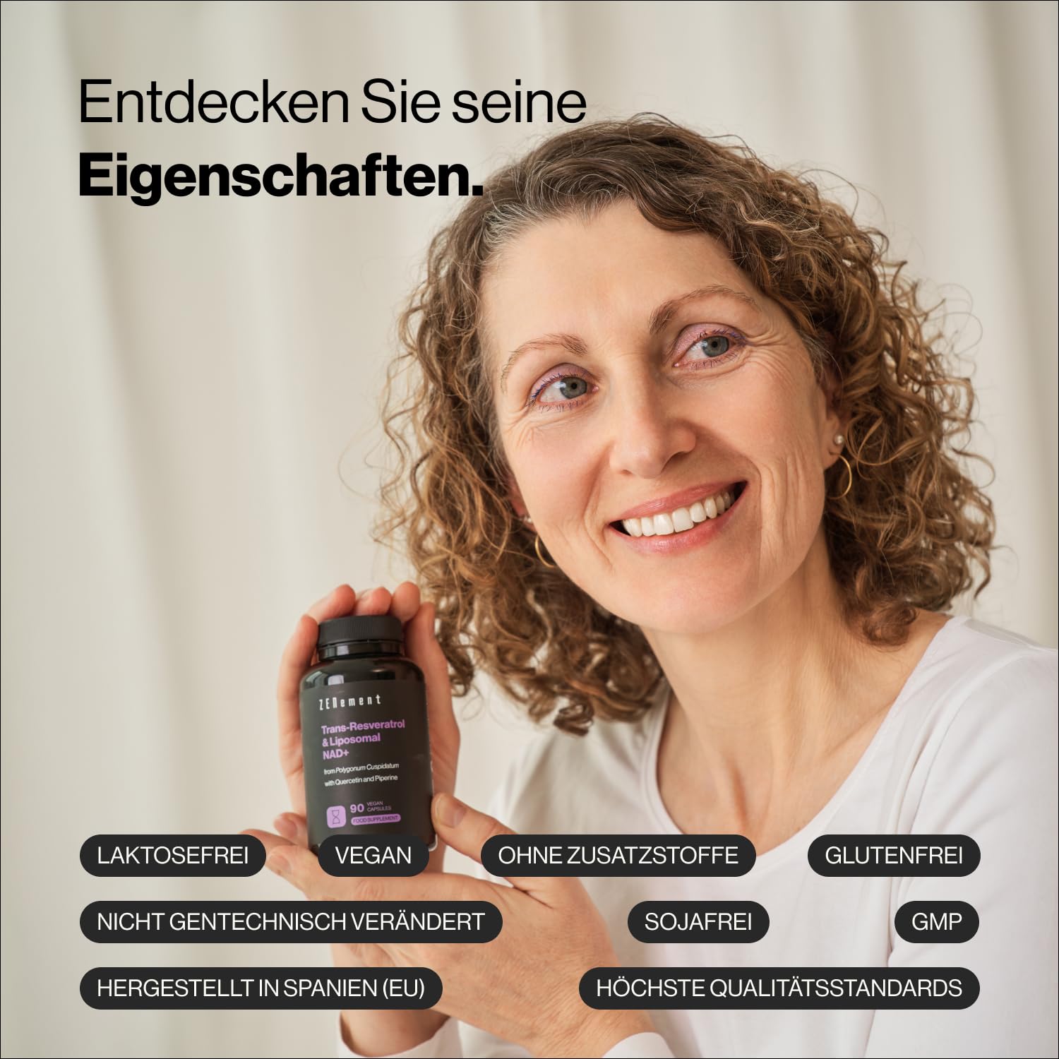 Trans-Resveratrol & NAD+ Liposomal, mit Quercetin und Piperin, 580 mg pro Kapsel, 90 Kapseln – Anti-Aging und Sirtuin-Aktivator – Zenement