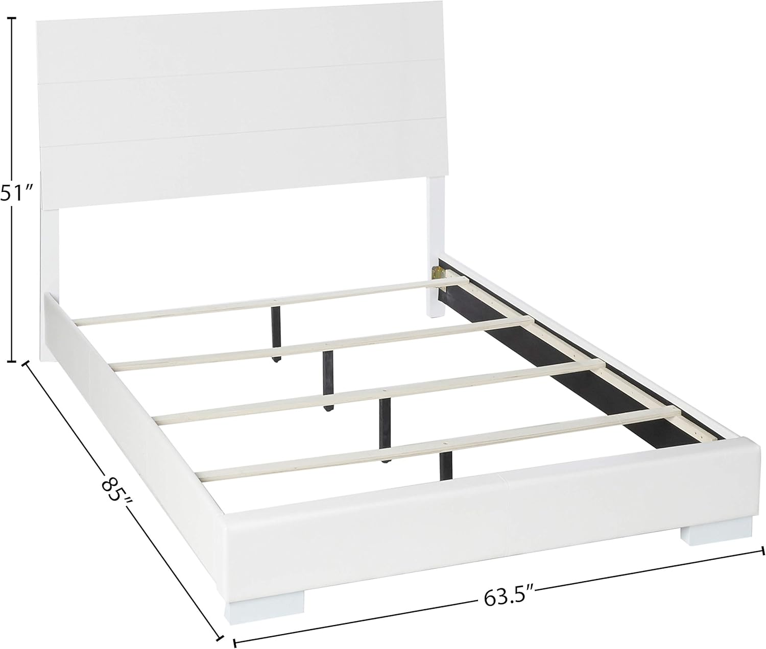 Coaster Home Furnishings Felicity Contemporary Leatherette Upholstered Queen Size Panel Bed Frame 51-inch Headboard White High Gloss 203501Q