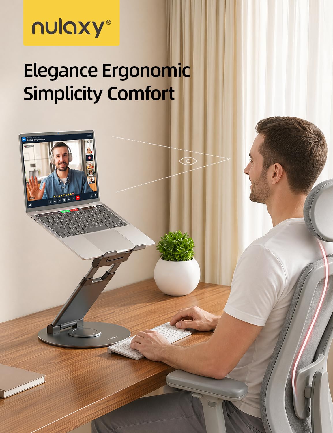 NULAXY Ausziehbare Laptop Ständer mit 360 Drehbarer Basis, Ergonomischer Laptopständer Höhenverstellbar bis 20", Notebook Halterung für Schreibtisch kompatibel mit Allen MacBook Laptops 10"-17", Grau