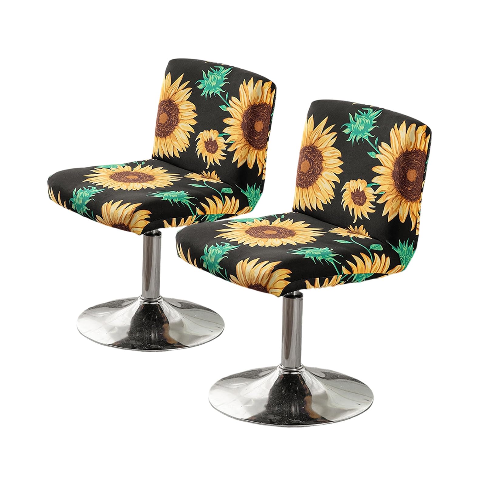 HonorHut 2 PCs Sunflower Printed Dinning Chair Cover High Stretch Washable Bar Stool Cover with Backrest