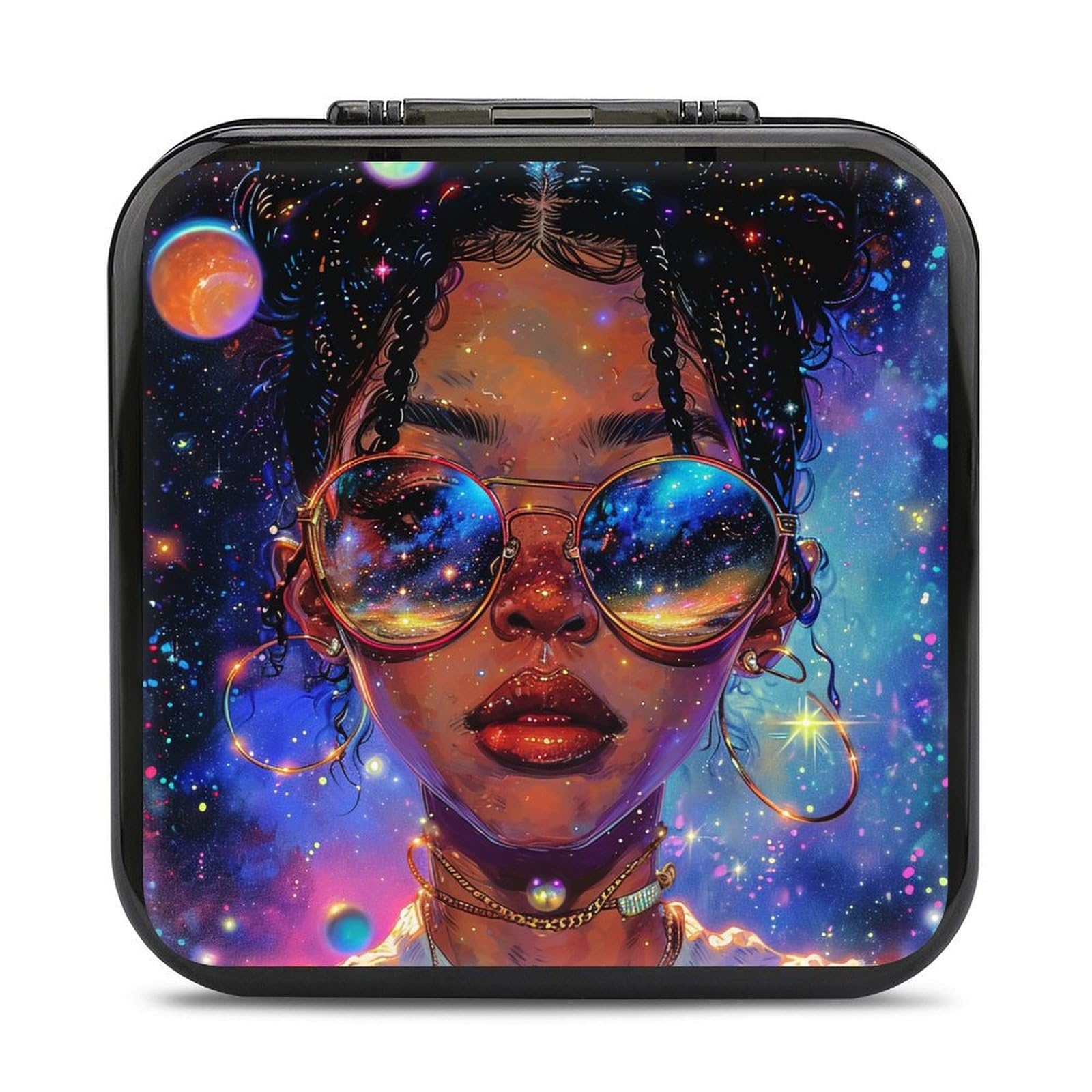 XBubupX American Afrain Woman Game Card Case Holder for Switch Switch Lite Fashionable Woman with Glasses 24 SD