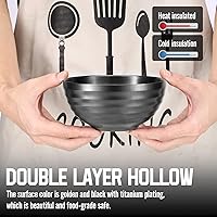 Vista 5 de Cuencos de acero inoxidable 18/8 de 17 onzas, de doble capa, con aislamiento, para sopa de fideos, arroz, ensalada, cuencos de metal para aperitivos