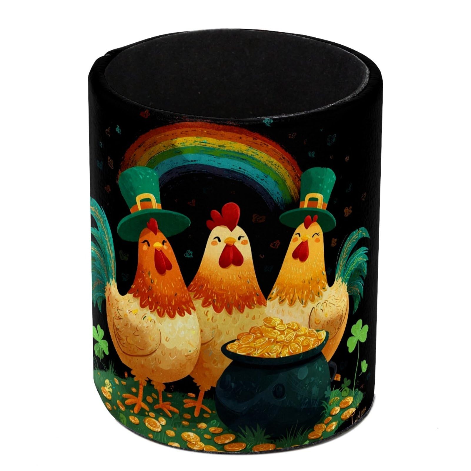 FWJZDSP St. Patrick's Day rooster Pencil Cup Pen Organizer Makeup Brush Holder for Office Home Countertop Desk Accessory Storage