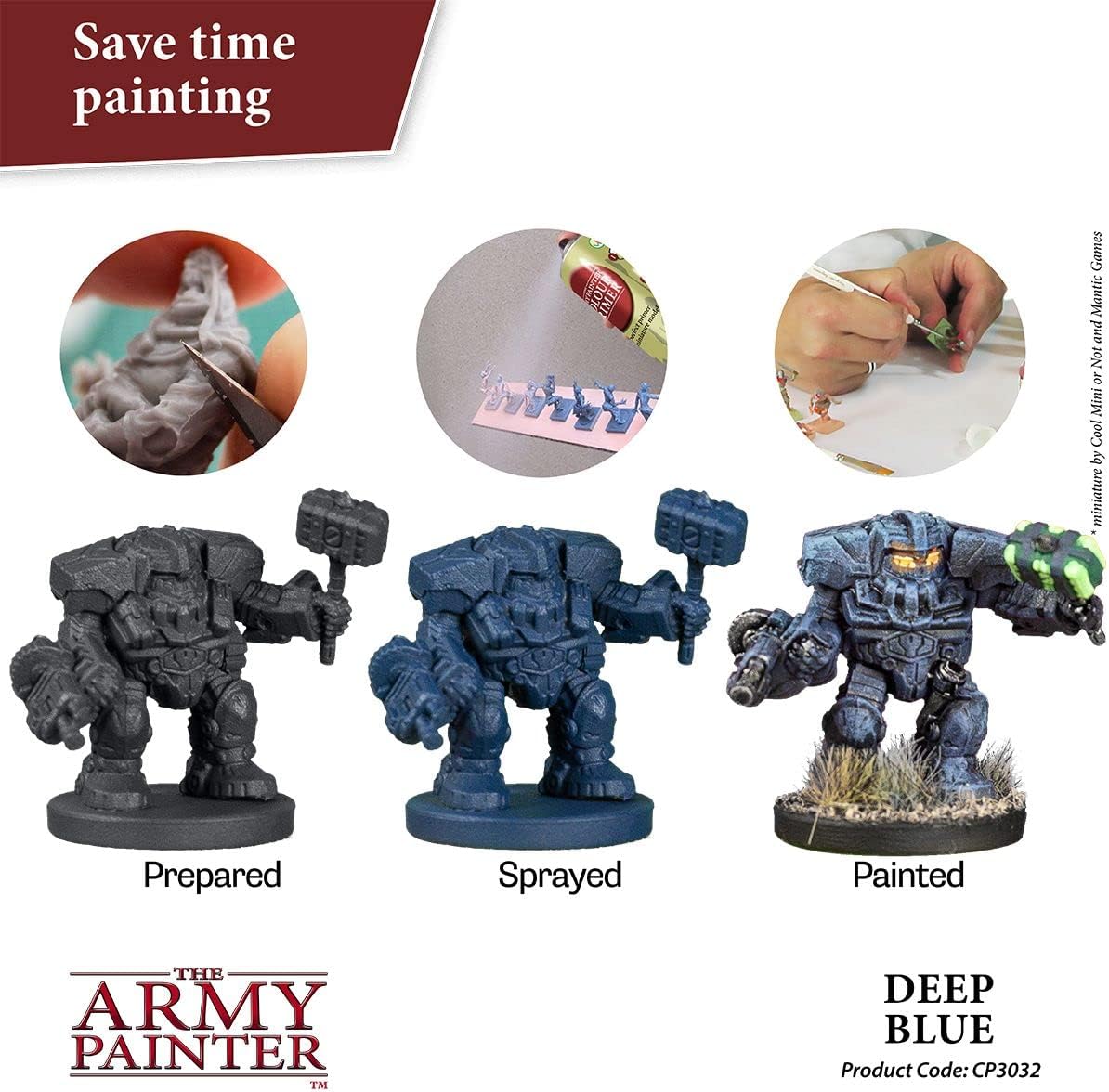 The Army Painter Color Primer Spray Paint - Acrylic Spray Undercoat for Miniature Painting - Spray Primer for Plastic Miniatures (Deep Blue)