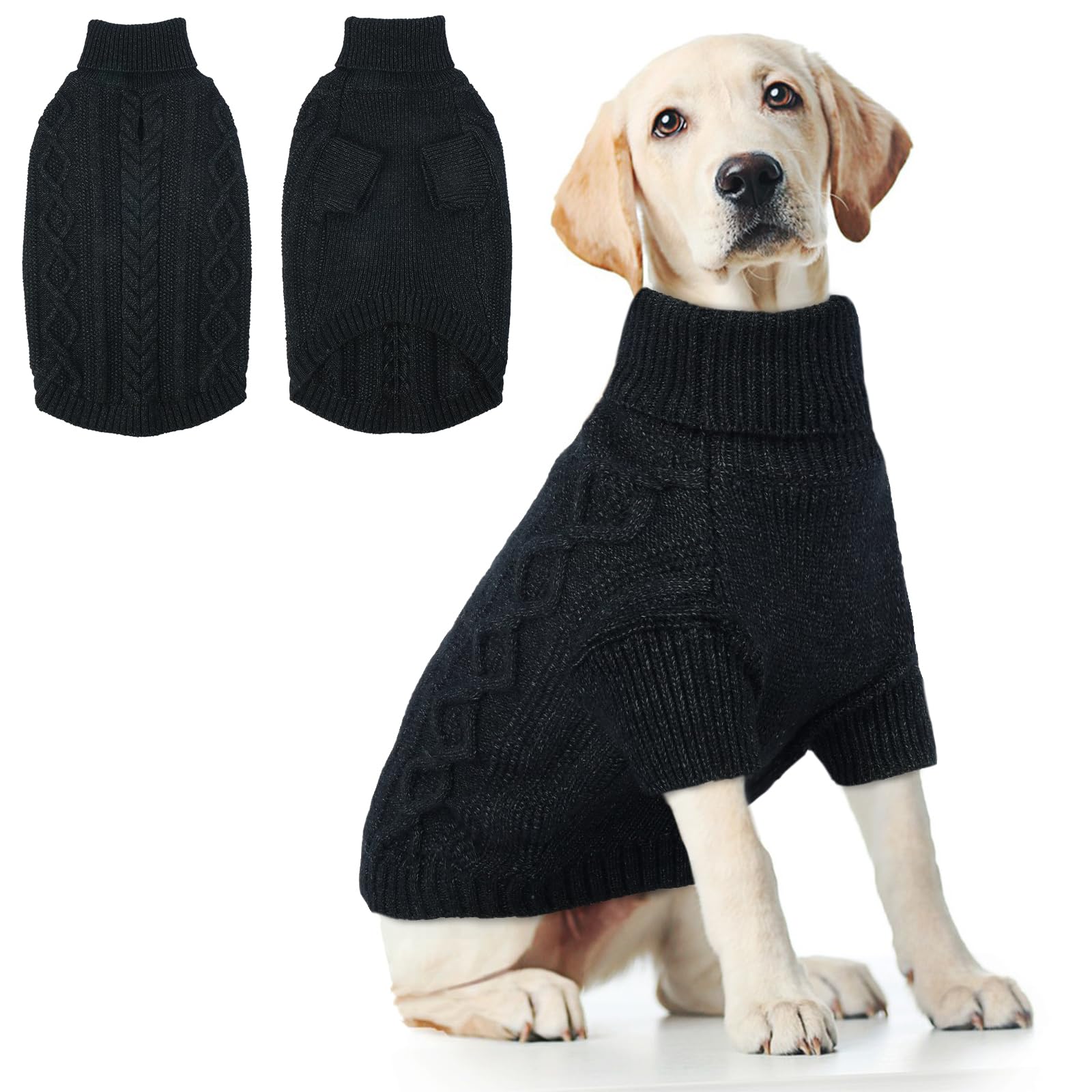 Hjumarayan Maglione Cane -Maglioncino Cane Taglia Grande Semplice & Elegante Maglioncini Caldo per Cani con Foro per Pettorina, Maglia Termica per Labrador (Nero XL)