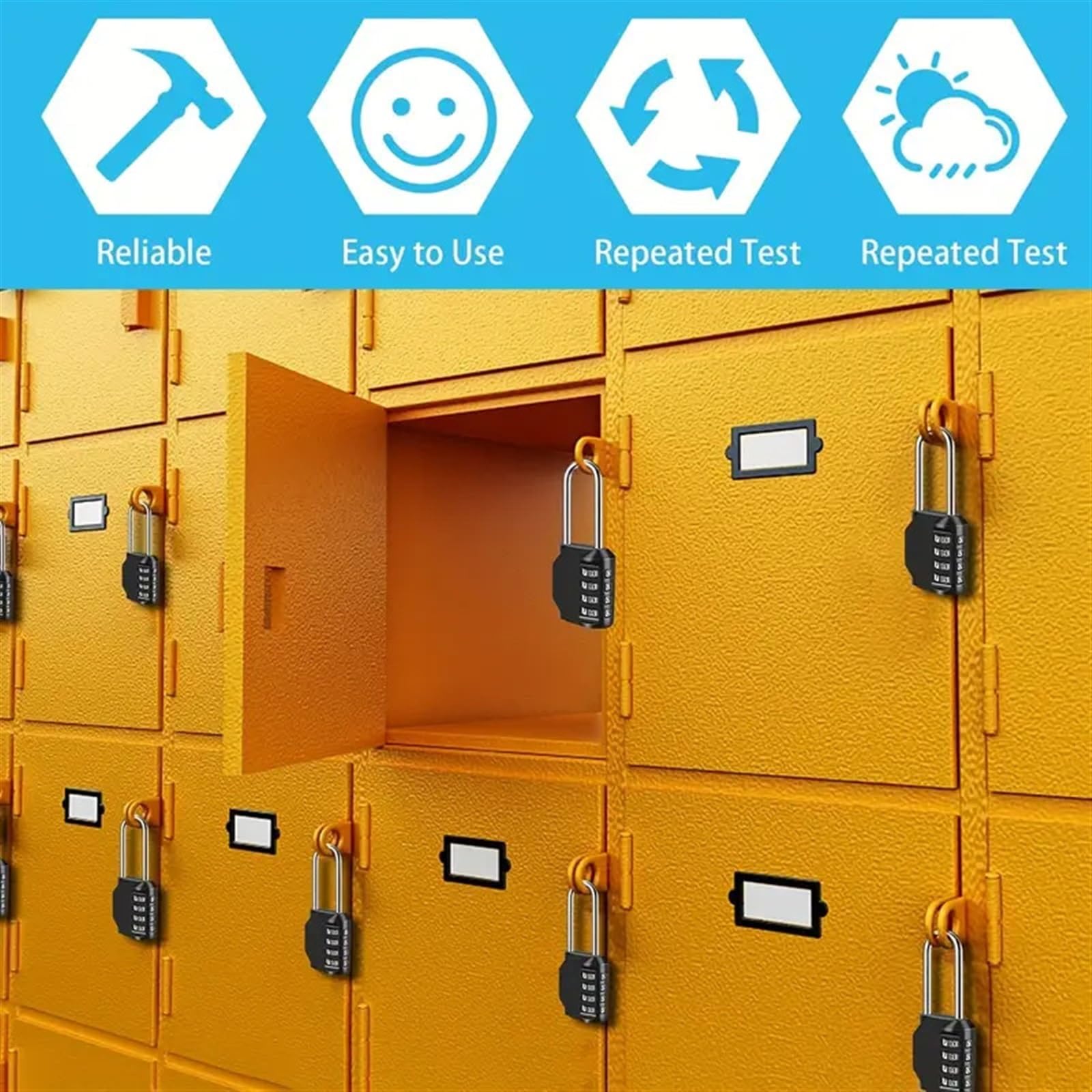 Cadenas Code Cadenas de sécurité à 4 Chiffres en Alliage de Zinc, Serrure à Combinaison for tiroir, Armoire, Salle de Sport, Serrure de Porte antivol extérieure(8)