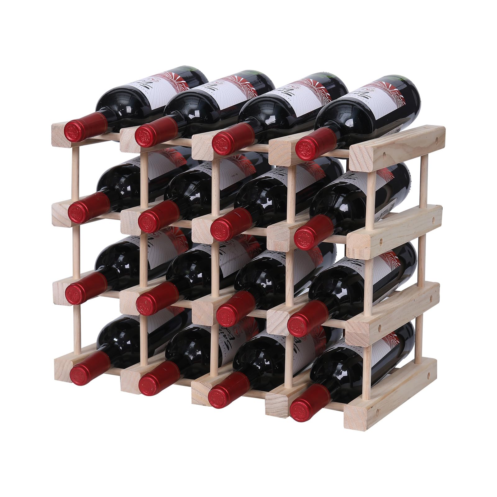 guilai Wooden Stackable Storage Modular Small countertop Wine Rack Cabinet,Freestanding for Floor Wood Wine Bottle Shelf (16bottle)