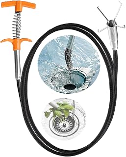 New Upgrade 61 inch Drain Snake Hair Drain Clog Remover Tool - Sink Drain Cleaner for Toilet Sewer Shower Kitchen Bathroom Tub Clogged Drains Opener Cleaning Tool, Flexible Grabber Claw Pick Up Tool