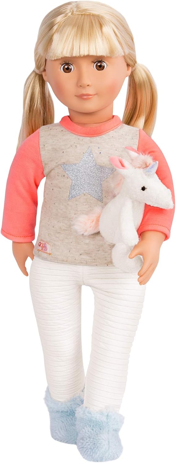 Our Generation - Unicorn Wishes - Pajama Outfit - Unicorn Stuffed Animal - 18-Inch Doll Clothes - Pretend Play - Toy for Kids 3 Years +