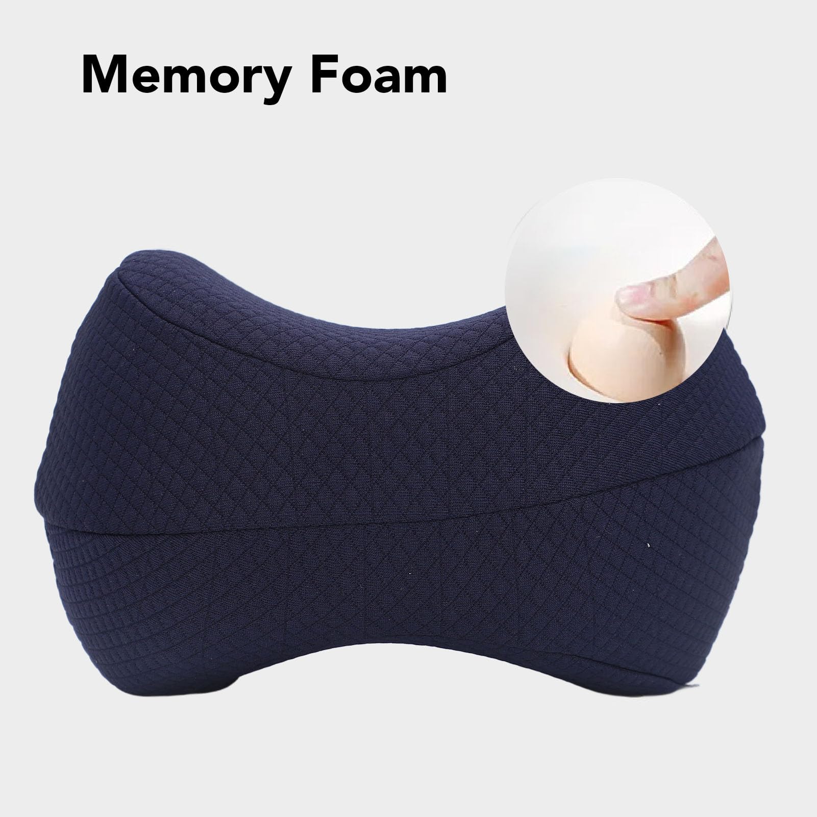 Memory Foam Leg Pillow, Comfortable Support, Pressure Relief, Washable Cover, for Pregnancy, Leg Aches, Polyester Velvet Memory Foam (Navy Blue)