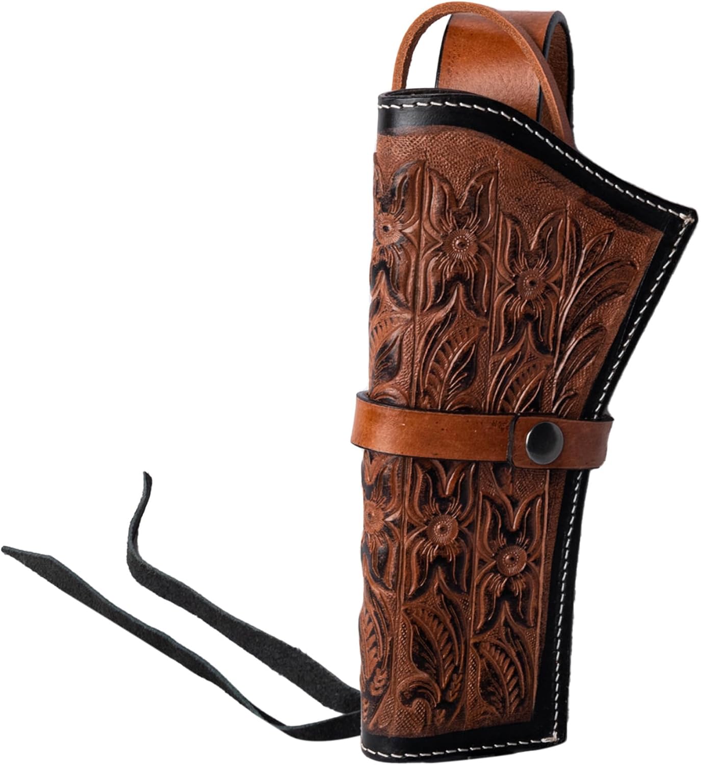 Hulara 2 Tone Flower Western Gun Holster & Ammo Belt Set – 22 Cartridge Leather Belt Size-4 with Heritage Cowboy Revolver Holster Left