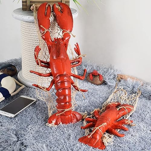 Miniatura 2 de BESPORTBLE Decoración de langosta de cangrejo de cangrejo de langosta roja, escultura náutica de pared de resina, colgante de decoración de pared