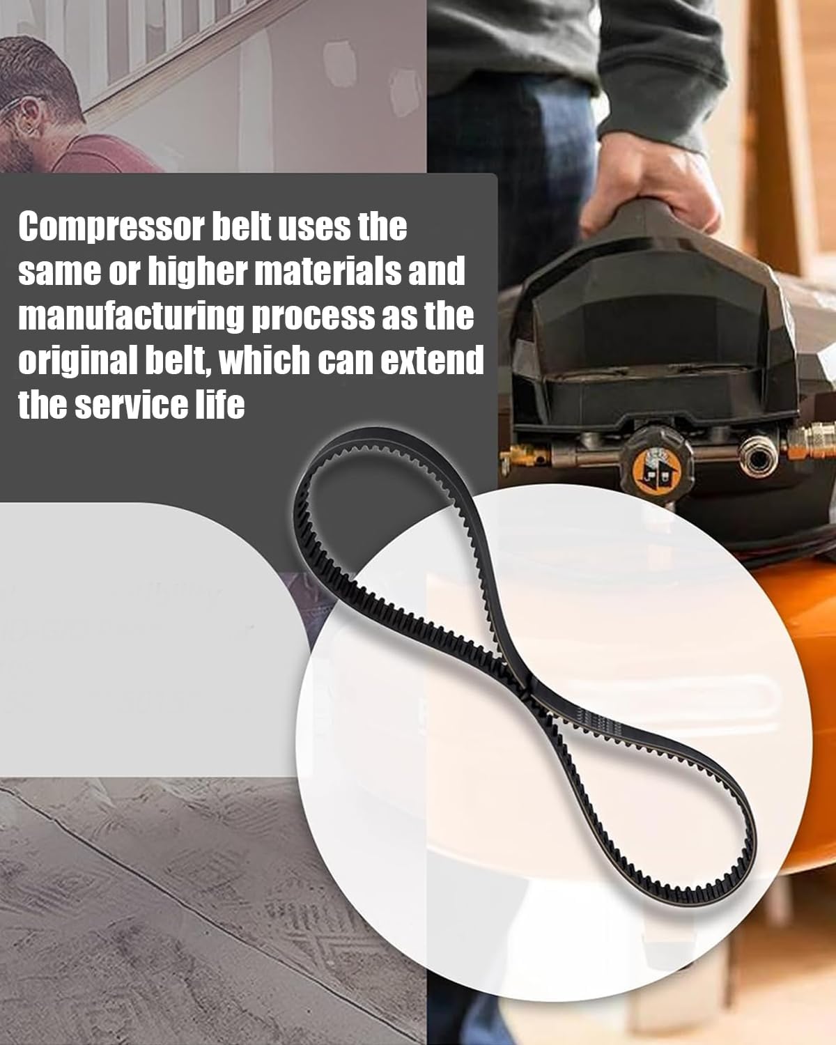 Air Compressor Drive Belts Fit for Ridgid 6-Gallon Pancake, Air Compressor Belt Replace SY00073 OF60150HA OF60150HB OF60150HBT