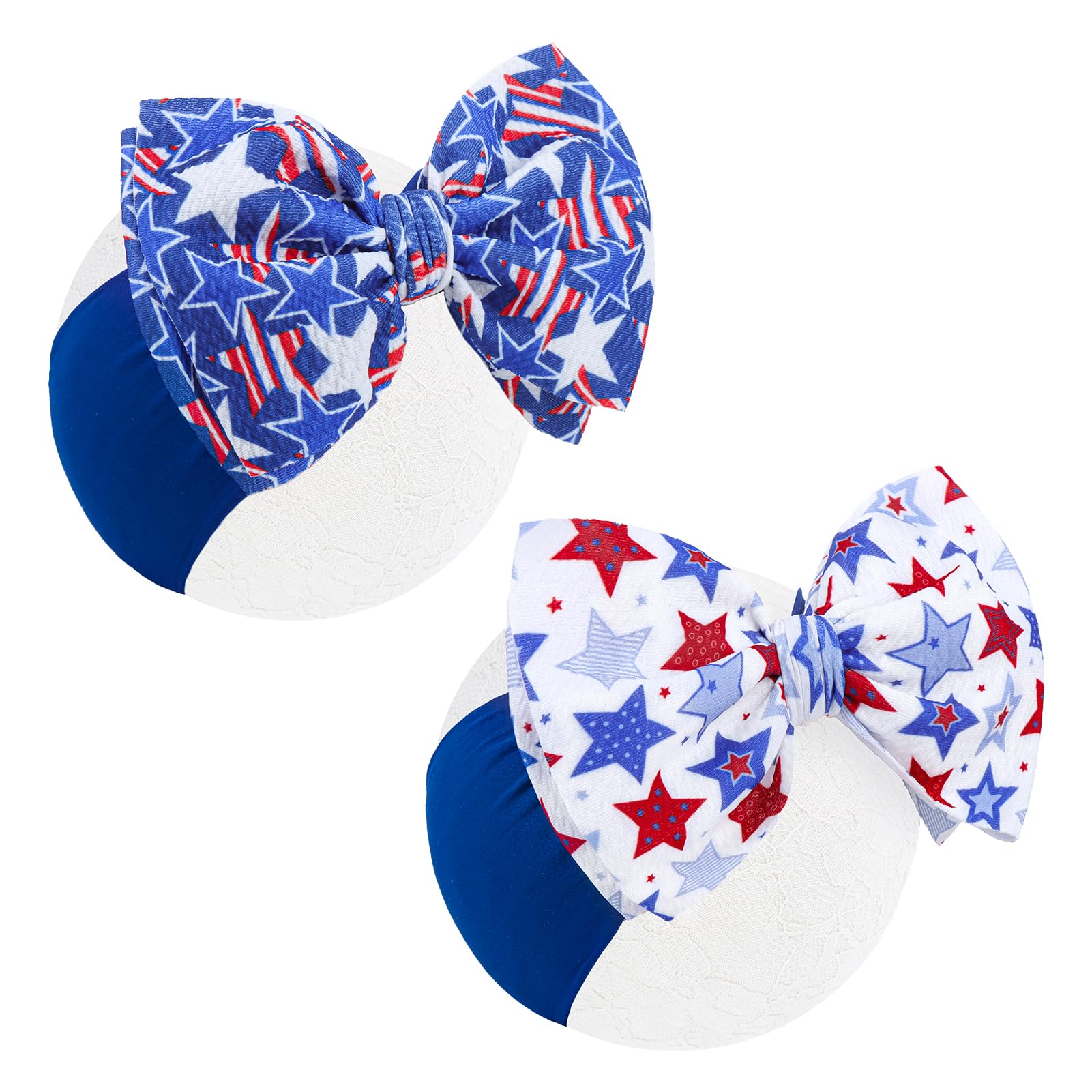YanJie Baby Patriotic Handmade Stretchy Headbands - 4th of July Stars for Girls, Infants, Toddlers
