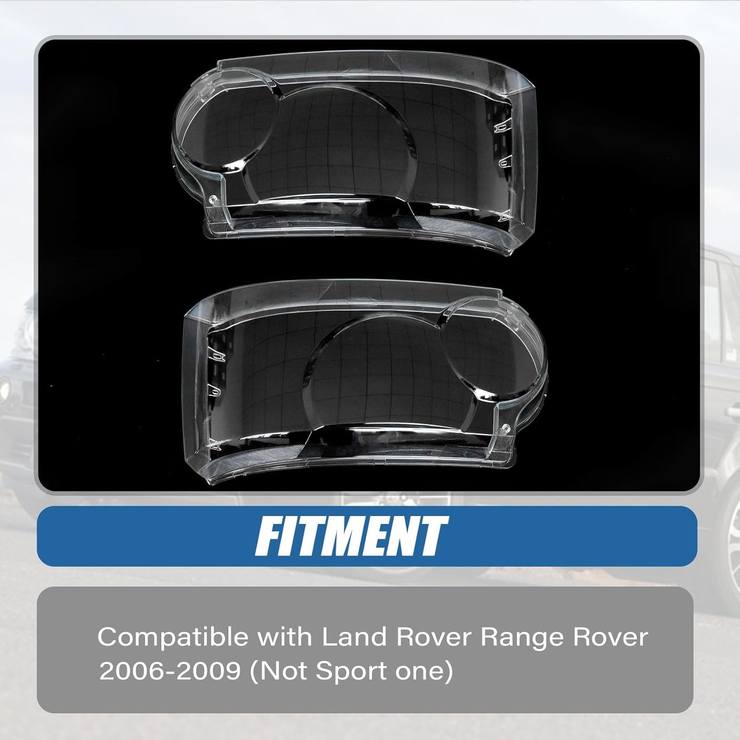 FZJDSD Left and Right Headlight Lens Cover Lampshade Compatible with Land Rover Range Rover 2006 2007 2008 2009 (Not Sport one) (Passenger and Driver Side)