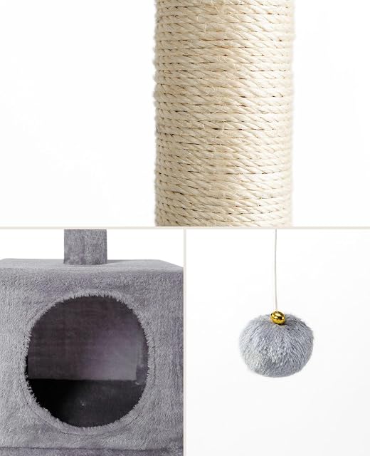 Foto 4 de 5 de lionto Árbol rascador para Gatos Altura 85 cm, Gris Claro