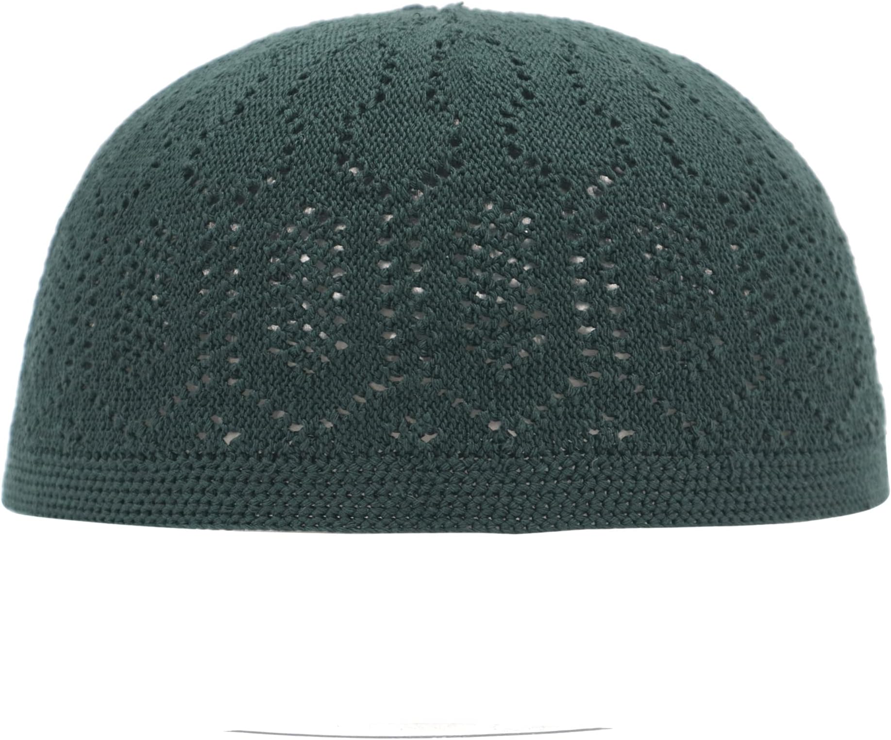 Plain Dark Green Cotton Open-Knit Turkish Muslim Islamic Kufi Hat Taqiya Takke Kofia Skull Cap