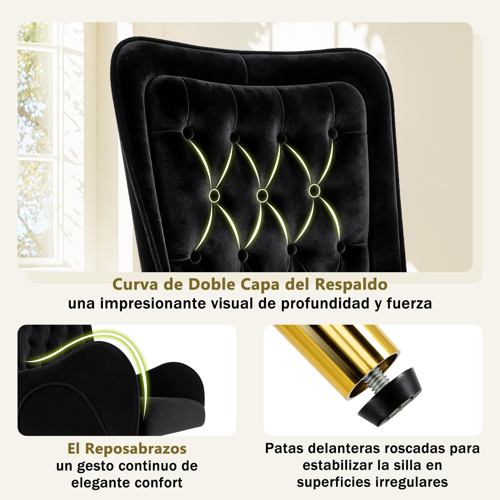 Hellove Pack de 2 Sillones de Salon con Patas de Metal, Butacas Dormitorio Silla Tocador Moderno, Terciopelo Sillón Lectura, Silla Orejero Nordica Escandinavo para Salón Dormitorio Tocador, Negro