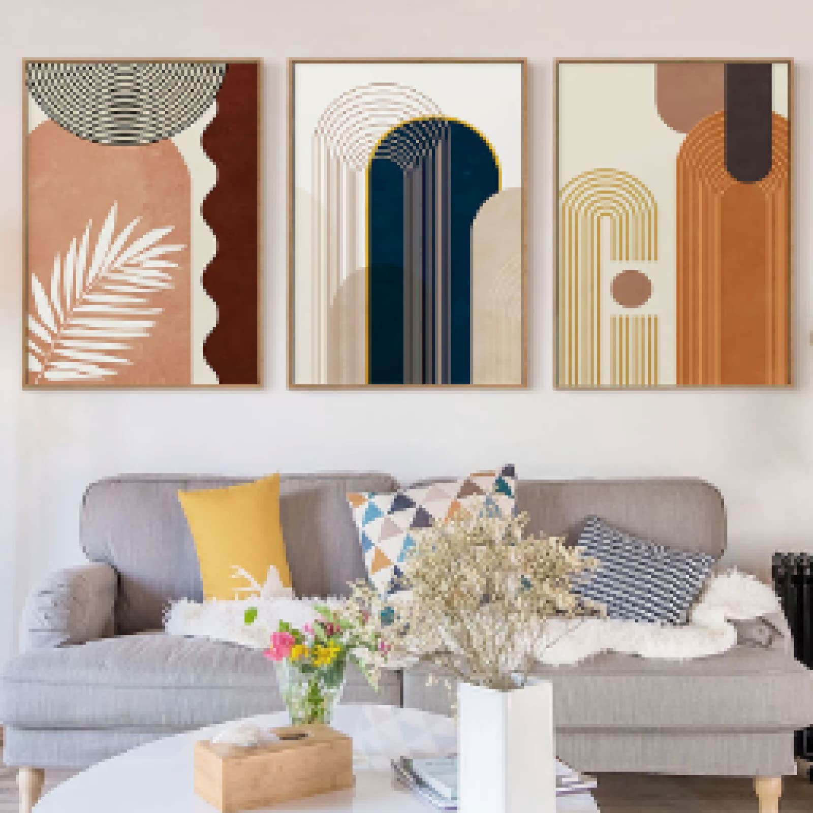 Poster nordique salon triptyque mural abstrait et moderne - 8