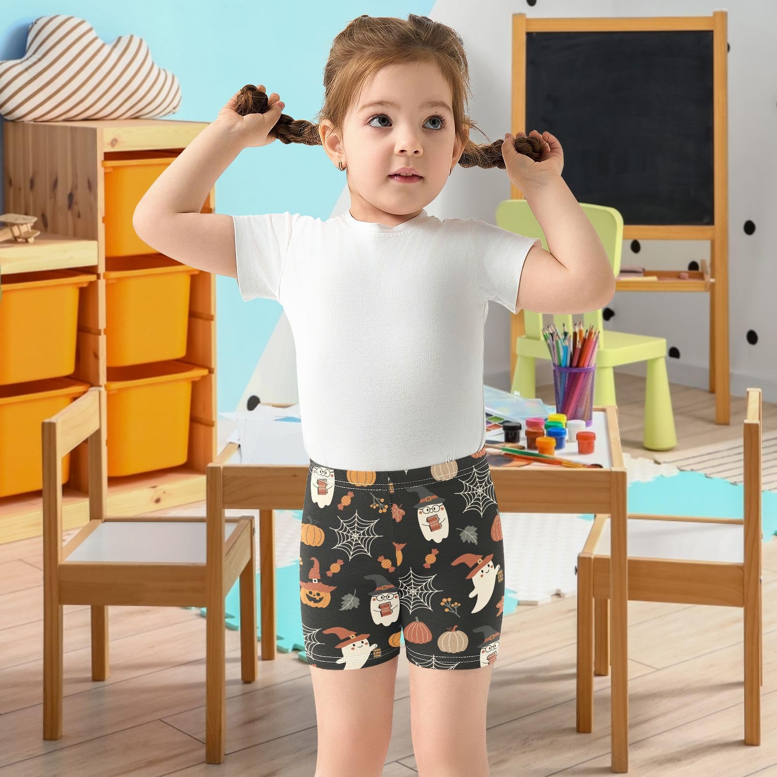 Dallonan Girls Dance Shorts, Toddler Biker Shorts Cartwheel Under Dress Halloween Party Kids Biking Clothes 4-10Y Multi