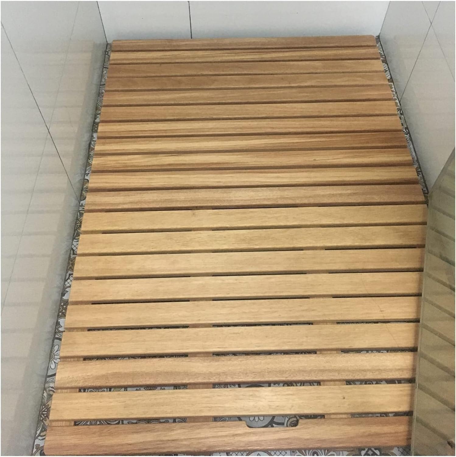 BHGFYXBS Wood Shower Bath Mat Bathroom Duckboard Non-Slip Floor Mat Multipurpose Drain Board Custom Size,Wood Color-60x70cm