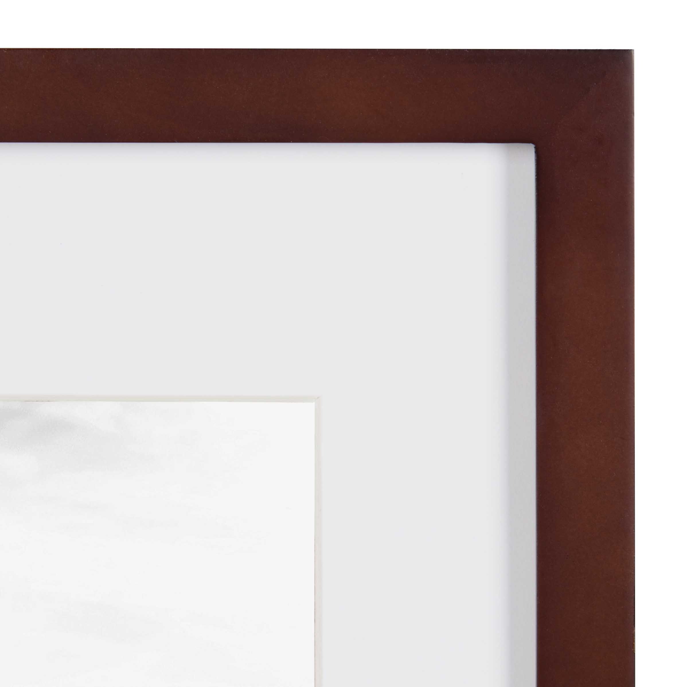 DesignOvation Gallery Wood Photo Frame Set for Customized Wall Display Walnut Brown 11x14 matted to 8x10, Pack of 4